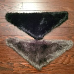 Helen Moore Midnight Gray Faux Fur Scarf LOT of 2